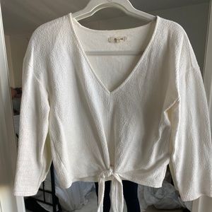 White tie knot 3/4 sleeve top